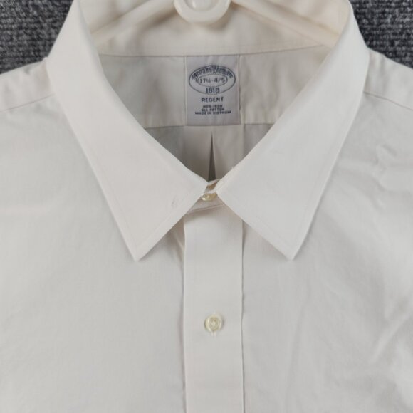 Brooks Brothers Cotton Regent Non-Iron White 17.5 4/5 Pocket Shirt Button Up - Picture 1 of 16